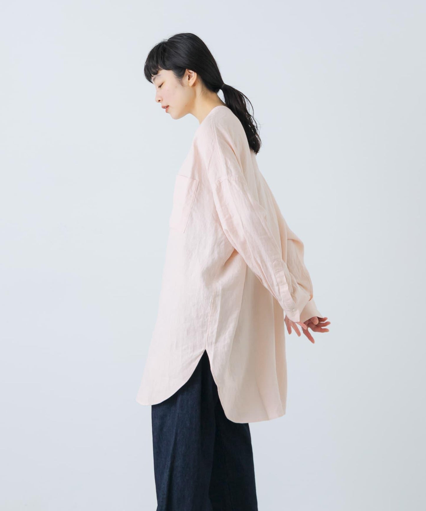 亞麻長款襯衫