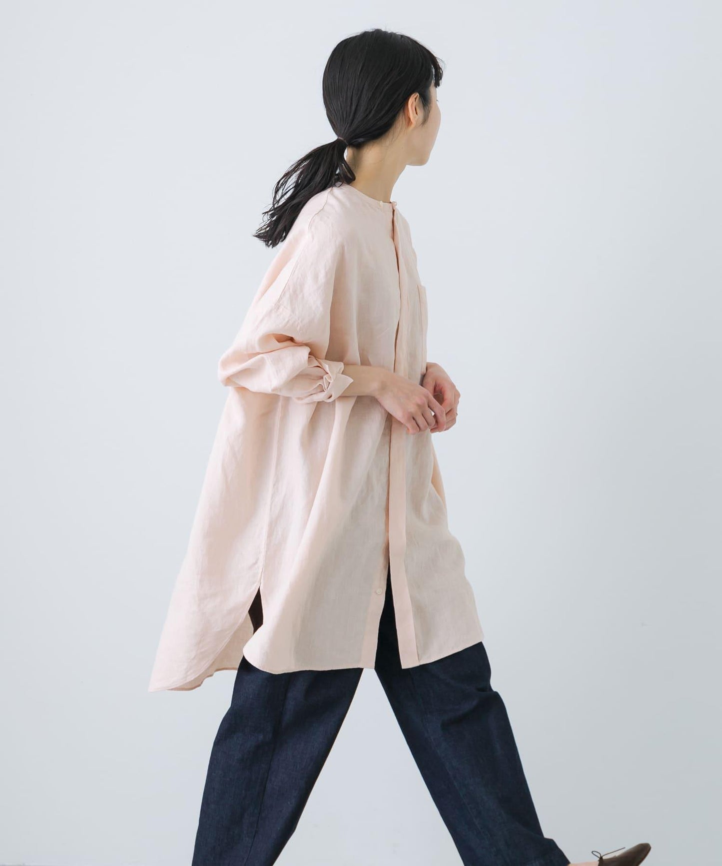 亞麻長款襯衫