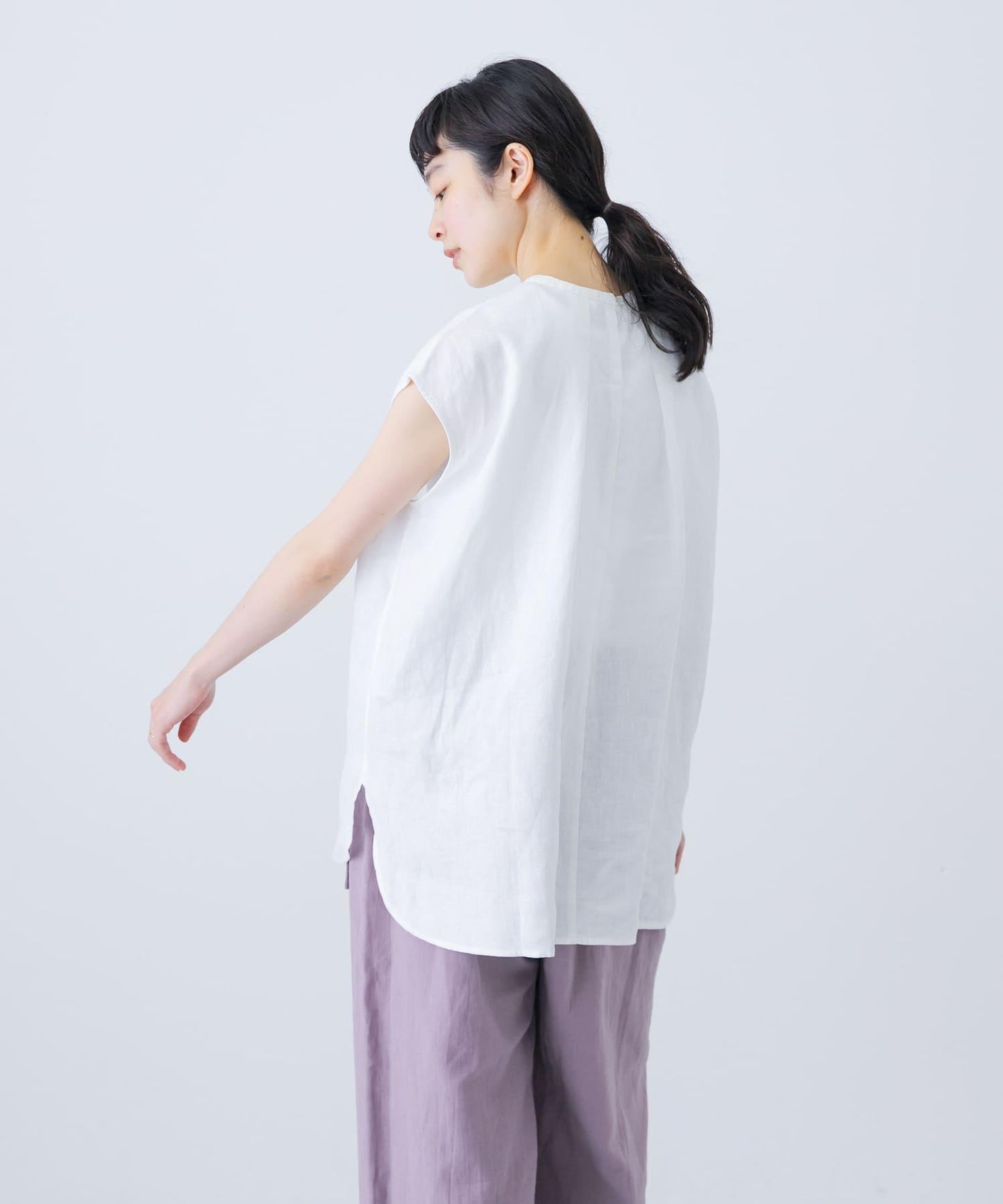 亞麻法式圓領