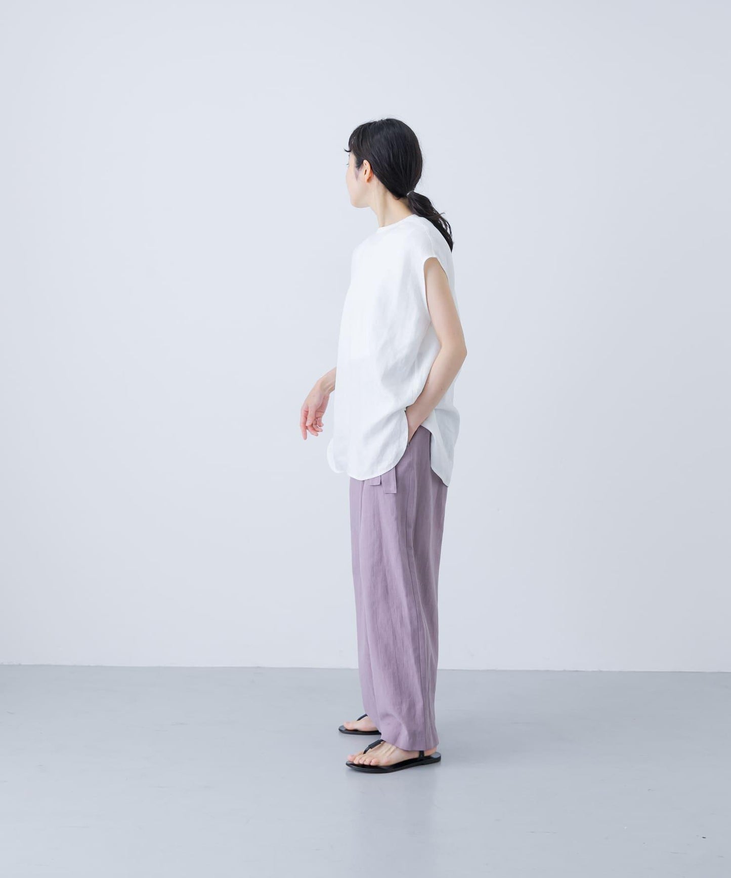 亞麻法式圓領