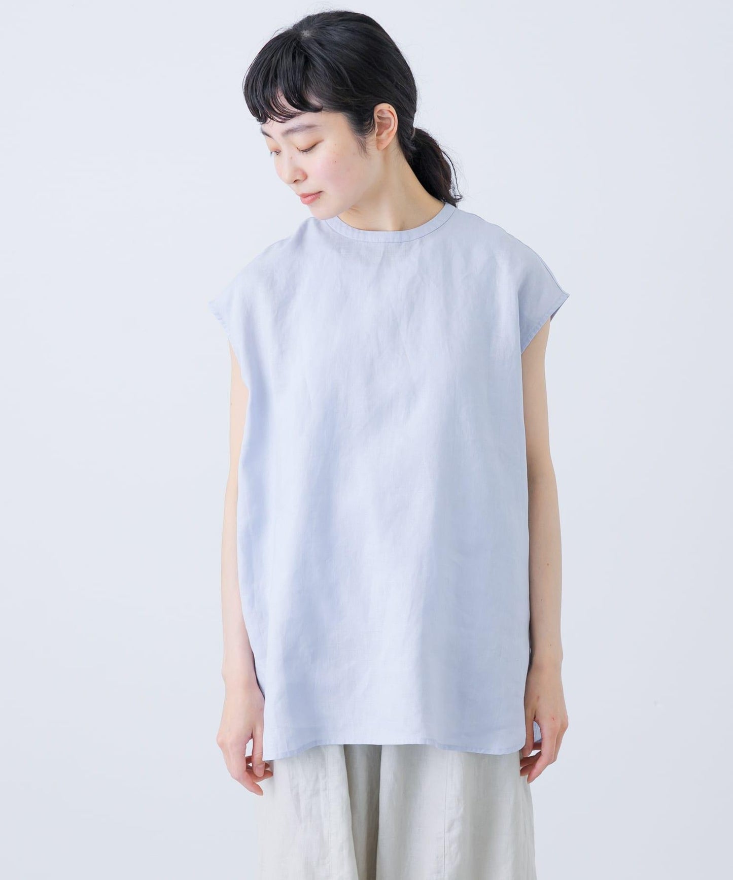 亞麻法式圓領