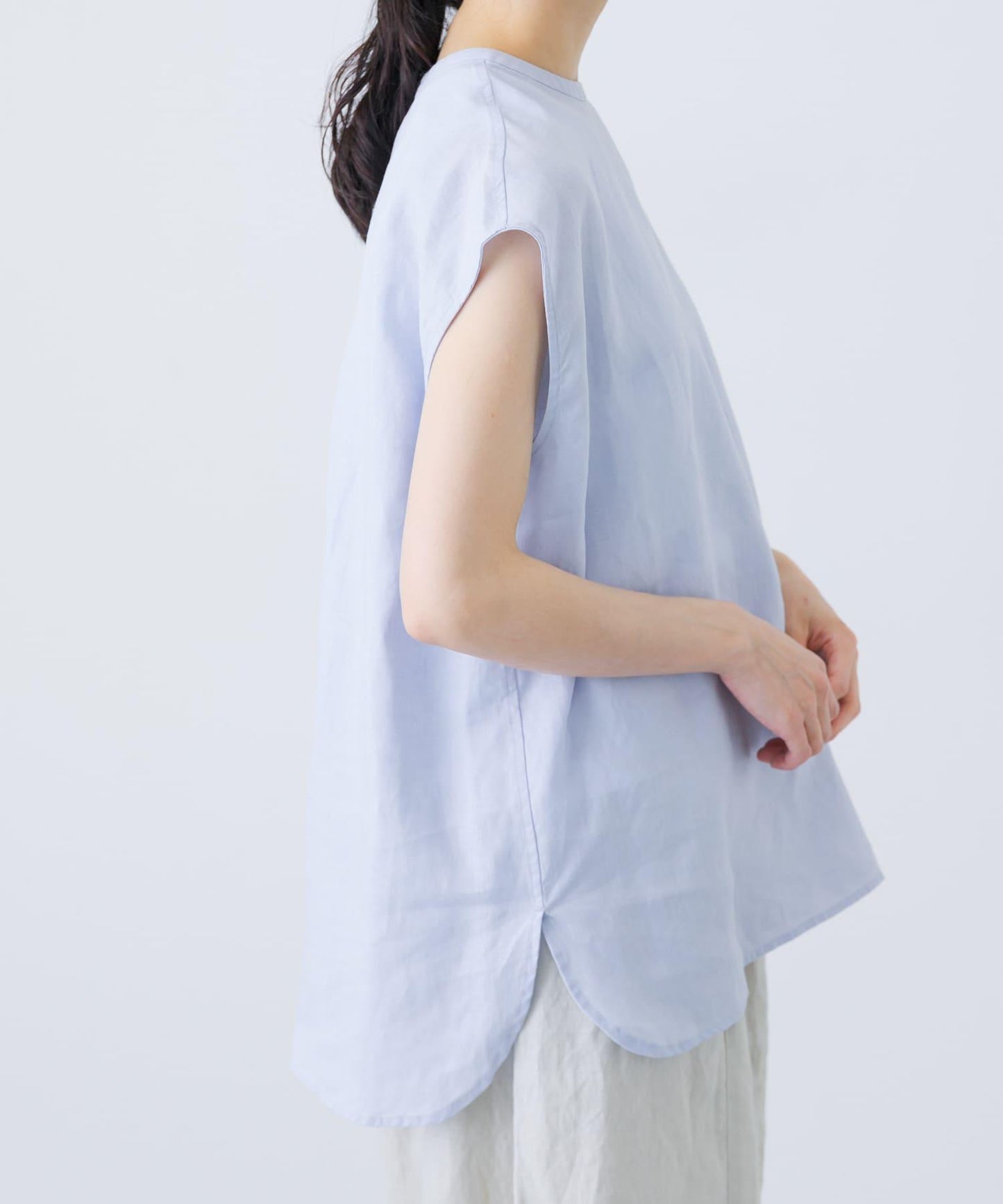 亞麻法式圓領