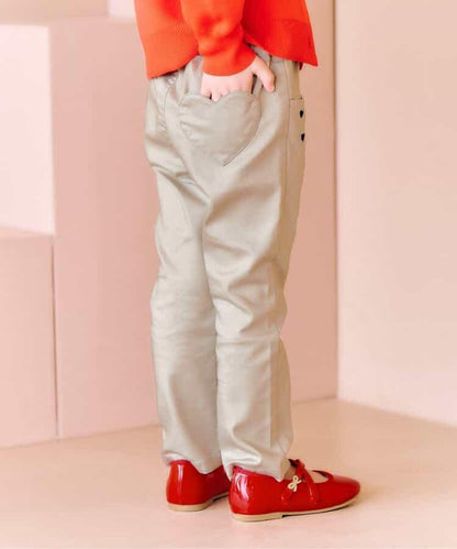 愛心刺繡修身可愛長褲 10分丈