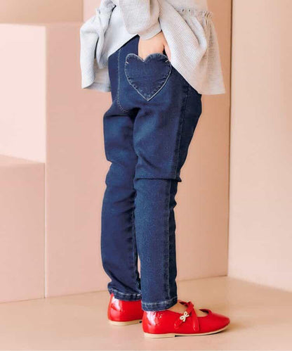 愛心刺繡修身可愛長褲 10分丈