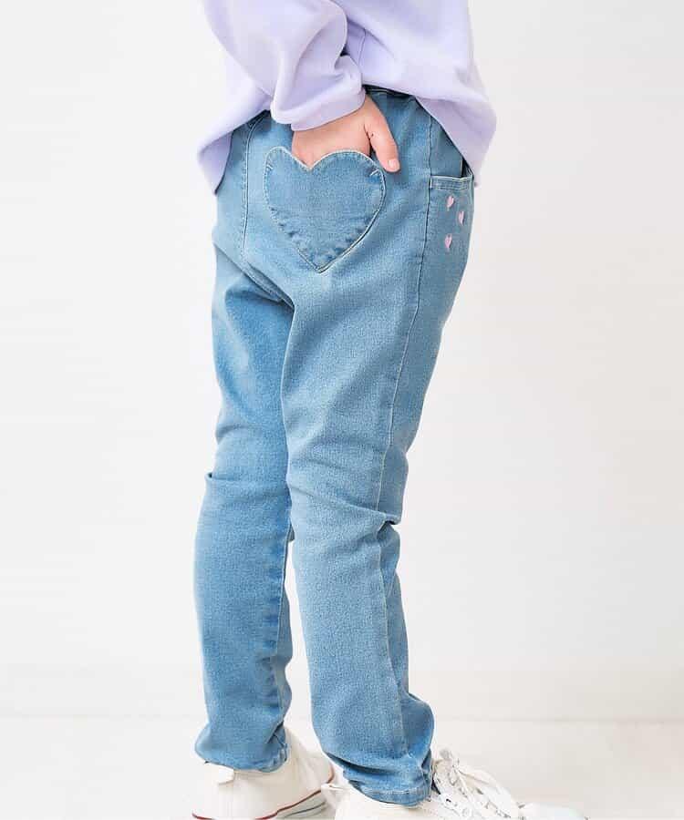 愛心刺繡修身可愛長褲 10分丈