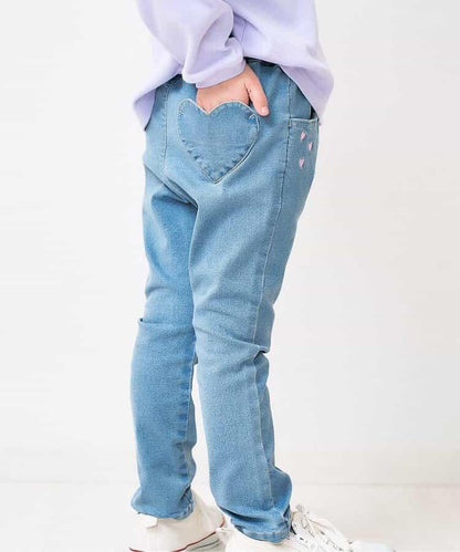 愛心刺繡修身可愛長褲 10分丈