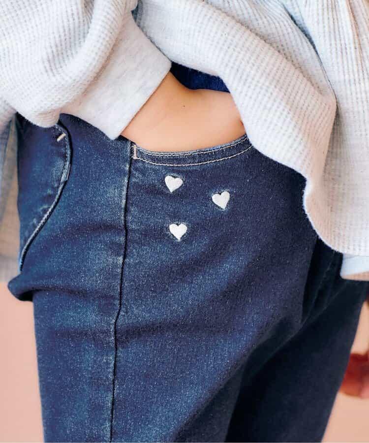 愛心刺繡修身可愛長褲 10分丈