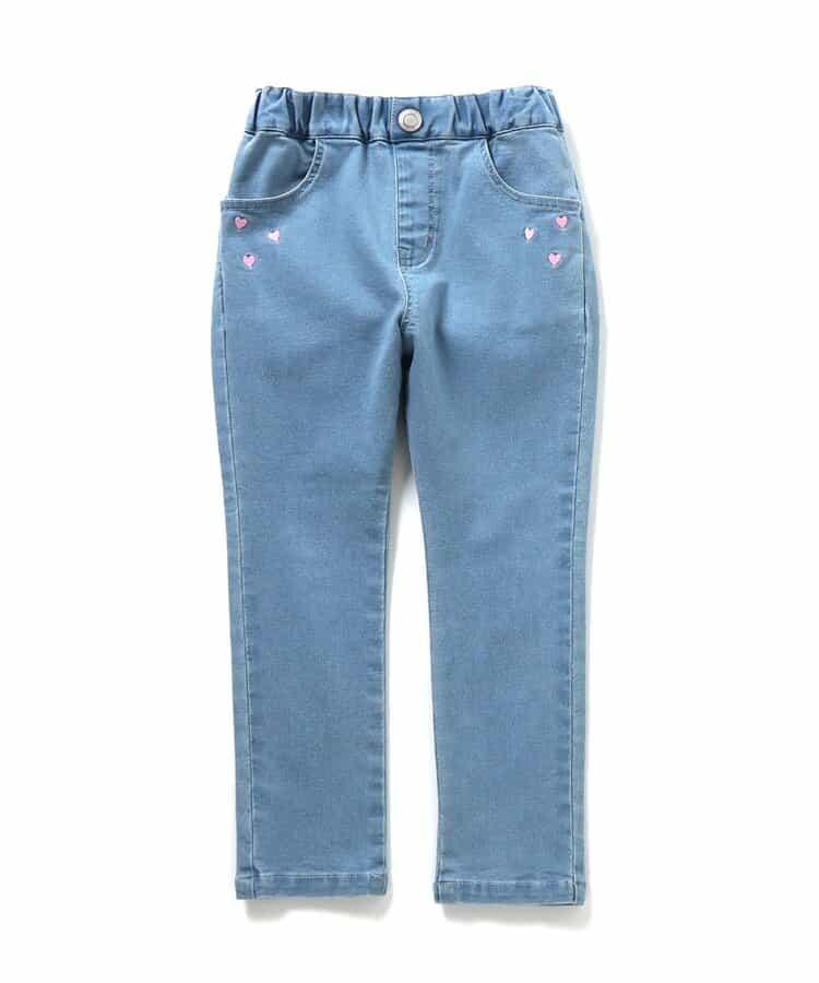 愛心刺繡修身可愛長褲 10分丈