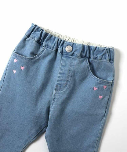 愛心刺繡修身可愛長褲 10分丈