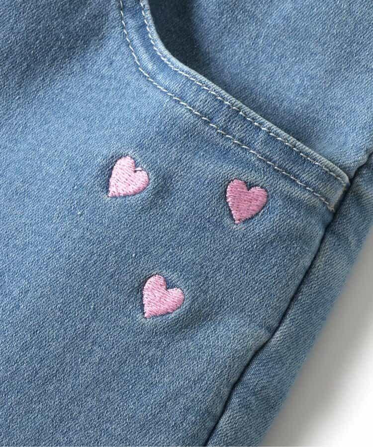 愛心刺繡修身可愛長褲 10分丈