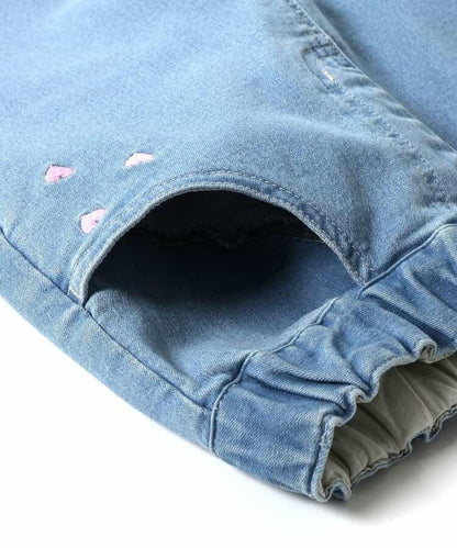 愛心刺繡修身可愛長褲 10分丈