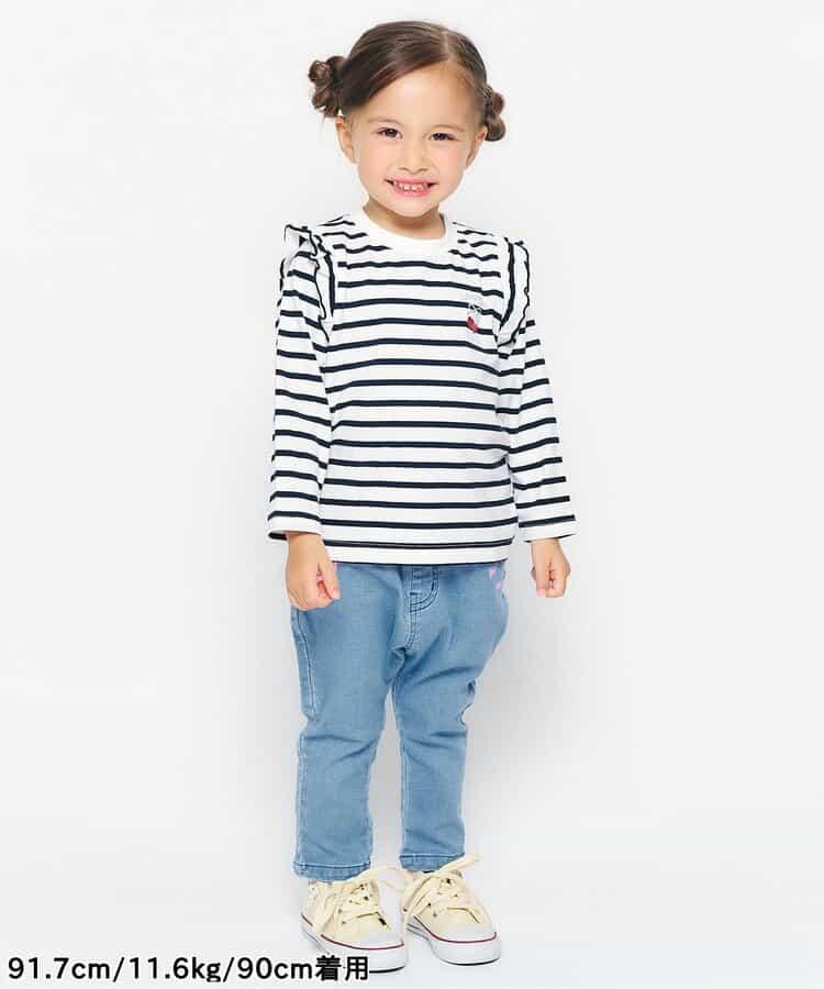 愛心刺繡修身可愛長褲 10分丈