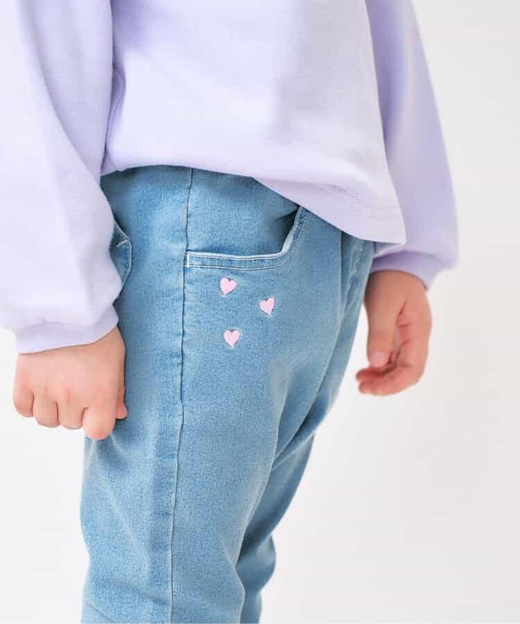 愛心刺繡修身可愛長褲 10分丈