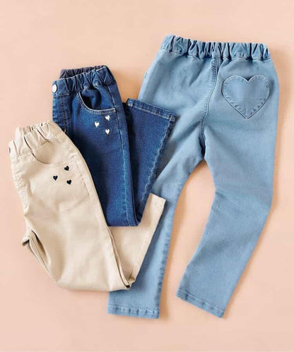 愛心刺繡修身可愛長褲 10分丈