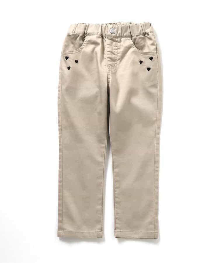 愛心刺繡修身可愛長褲 10分丈