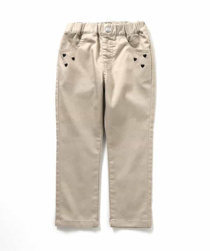 愛心刺繡修身可愛長褲 10分丈