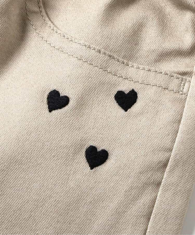 愛心刺繡修身可愛長褲 10分丈