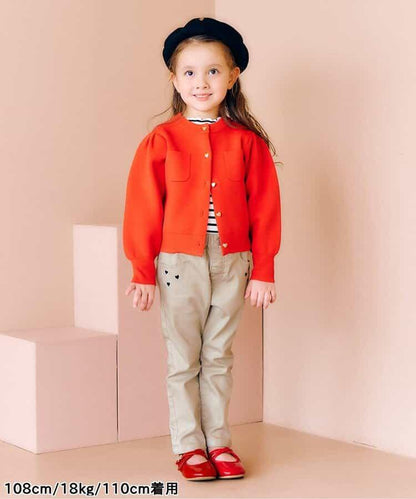 愛心刺繡修身可愛長褲 10分丈