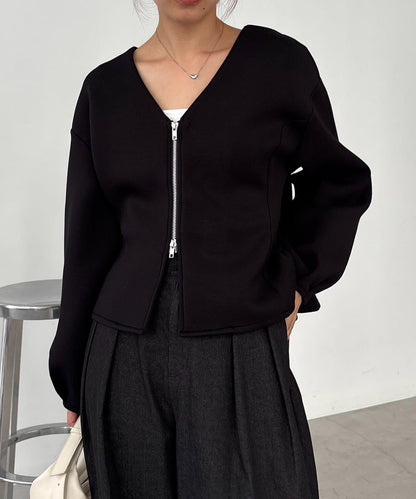 【顯瘦提臀】荷葉邊拉鍊開衫