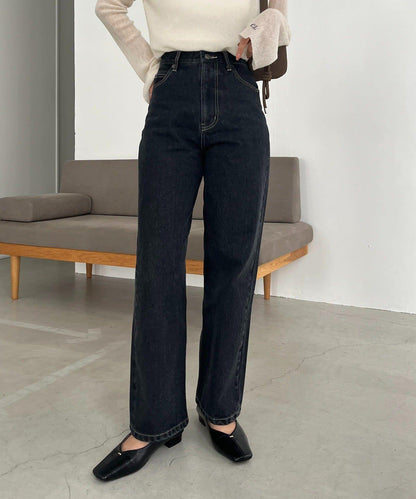 【人氣單品升級◎】13oz高腰直筒牛仔褲