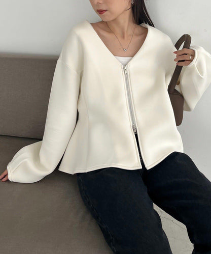 【顯瘦提臀】荷葉邊拉鍊開衫