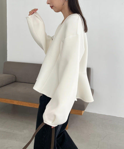 【顯瘦提臀】荷葉邊拉鍊開衫
