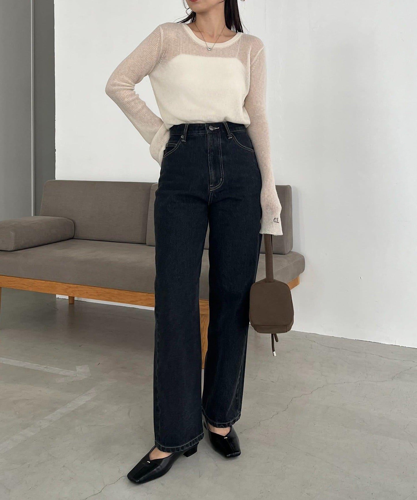 【人氣單品升級◎】13oz高腰直筒牛仔褲