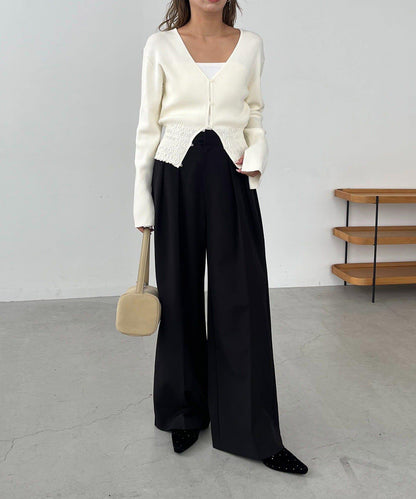 【顯瘦效果◎】下襬抽繩羅紋開衫