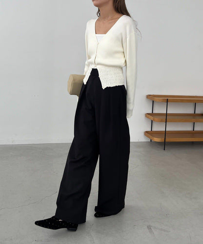 【顯瘦效果◎】下襬抽繩羅紋開衫