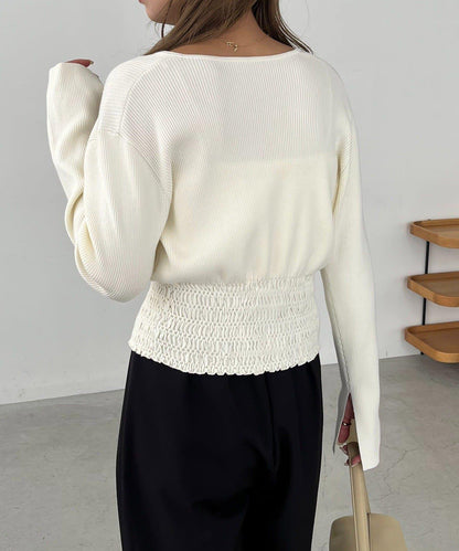 【顯瘦效果◎】下襬抽繩羅紋開衫