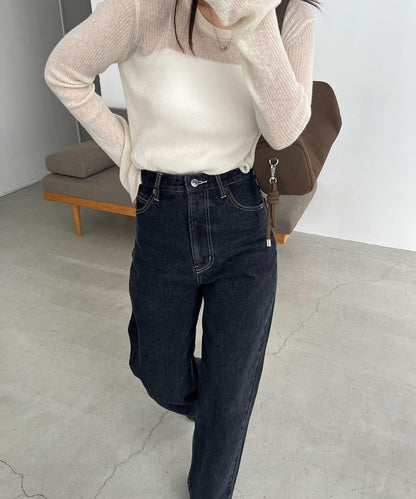 【人氣單品升級◎】13oz高腰直筒牛仔褲