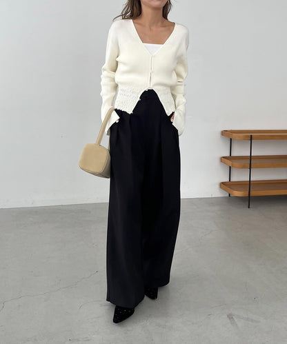 【顯瘦效果◎】下襬抽繩羅紋開衫