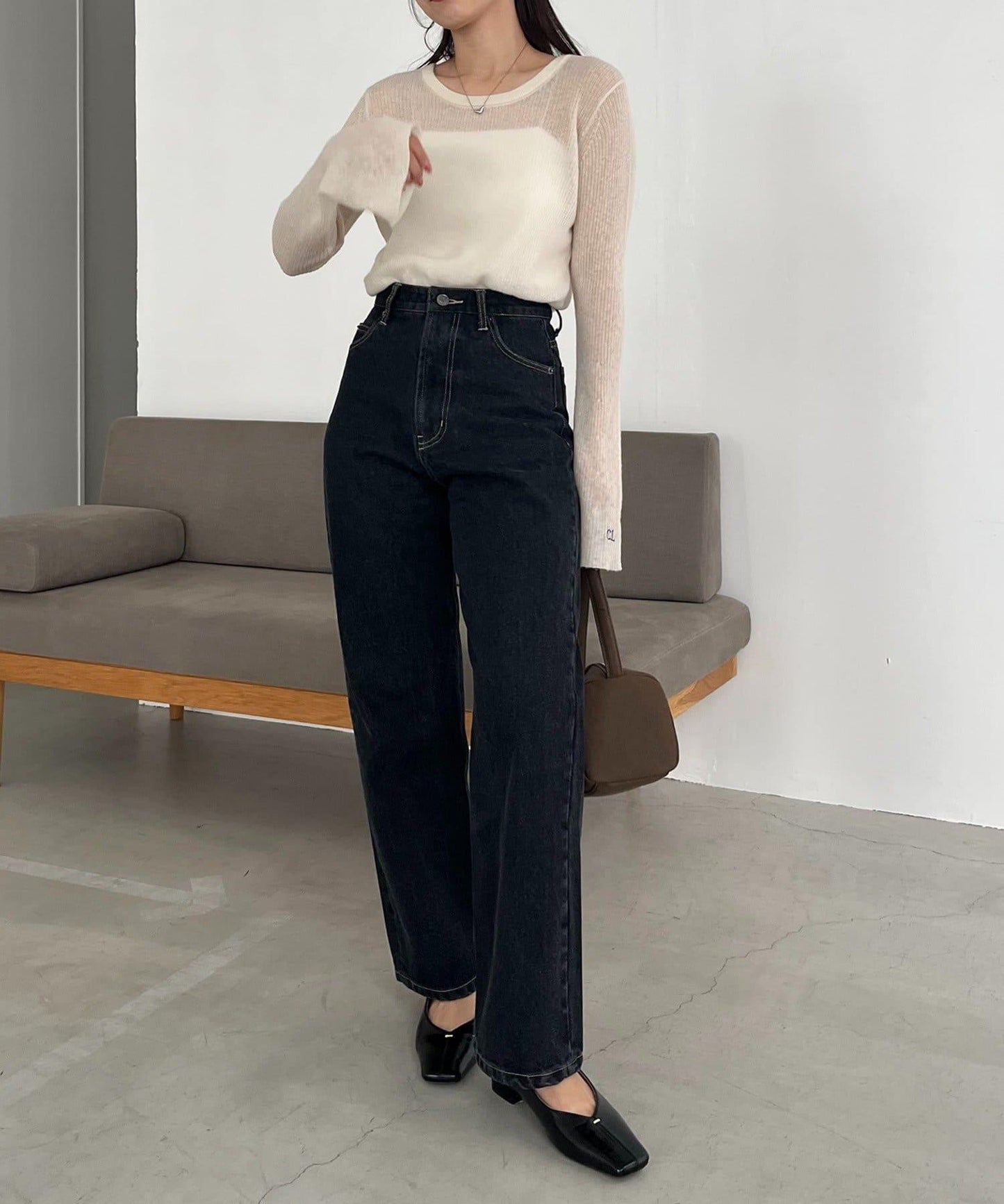 【人氣單品升級◎】13oz高腰直筒牛仔褲