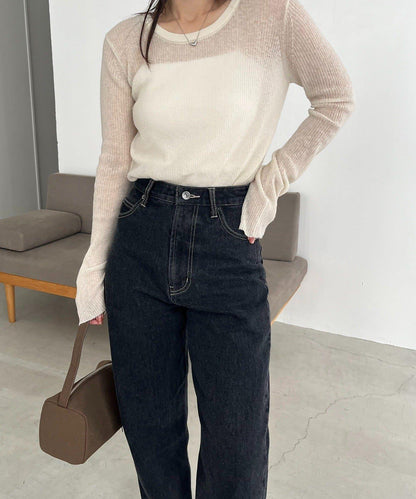 【人氣單品升級◎】13oz高腰直筒牛仔褲