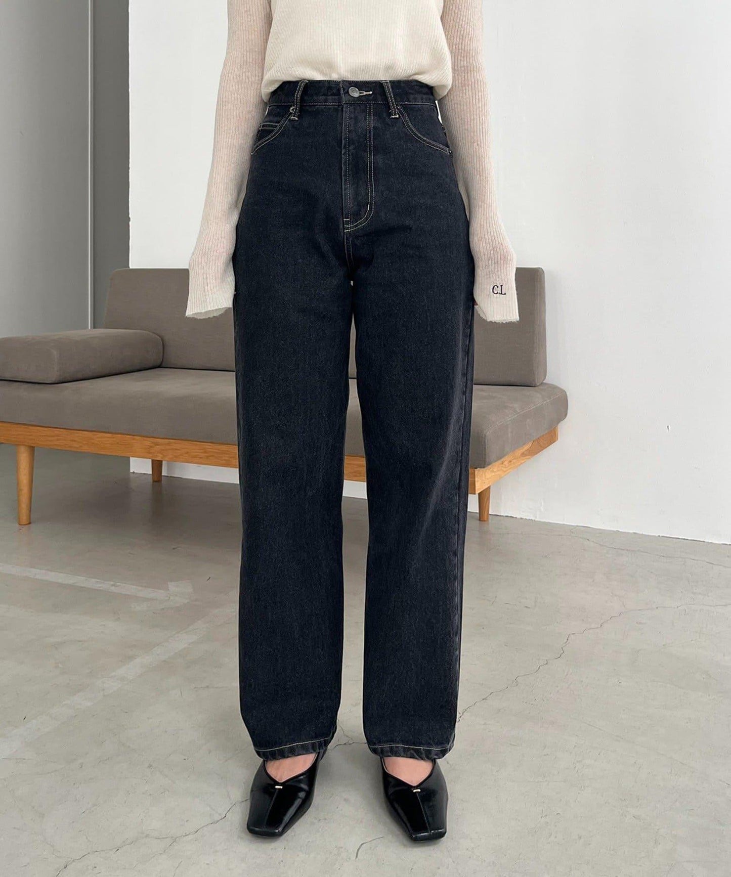 【人氣單品升級◎】13oz高腰直筒牛仔褲