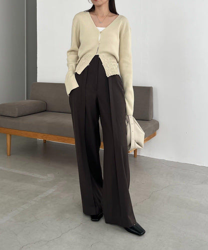 【顯瘦效果◎】下襬抽繩羅紋開衫