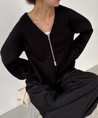 【顯瘦提臀】荷葉邊拉鍊開衫