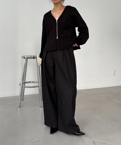 【顯瘦提臀】荷葉邊拉鍊開衫