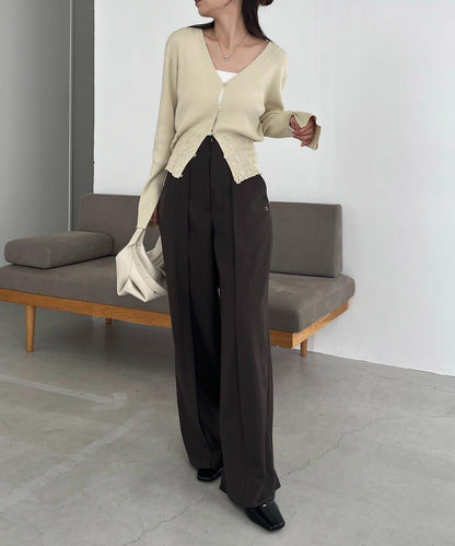 【顯瘦效果◎】下襬抽繩羅紋開衫