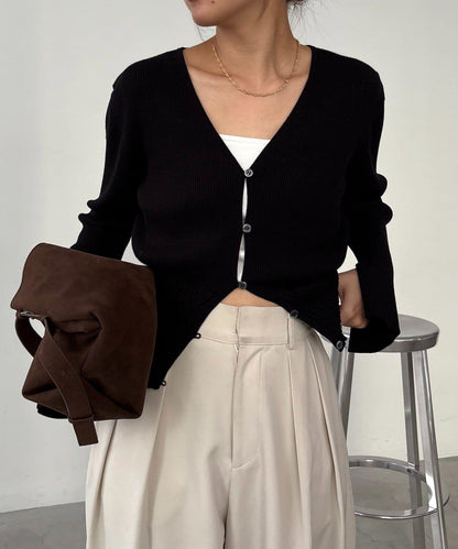 【顯瘦效果◎】下襬抽繩羅紋開衫