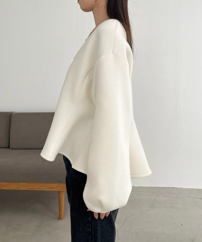 【顯瘦提臀】荷葉邊拉鍊開衫