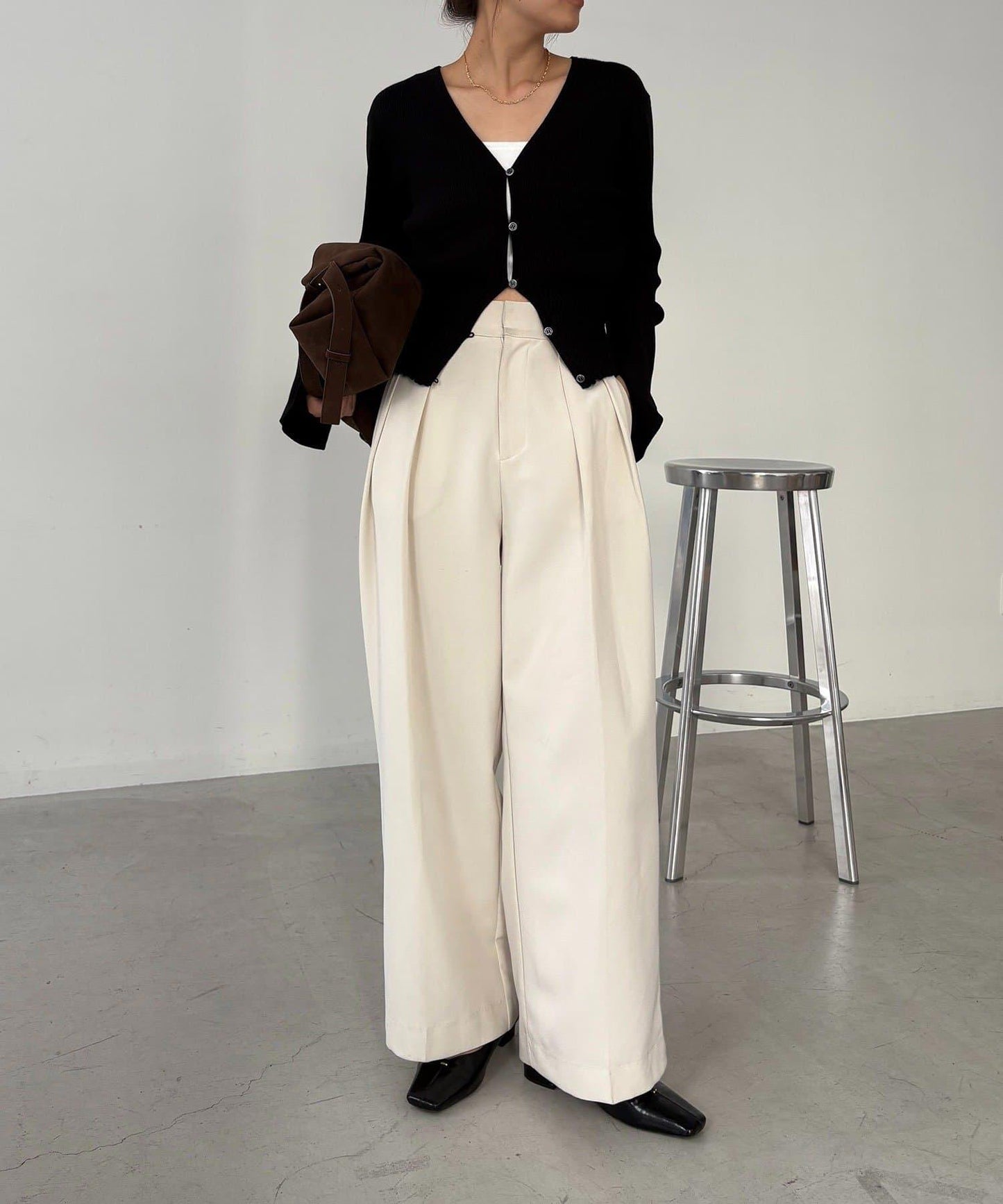 【顯瘦效果◎】下襬抽繩羅紋開衫