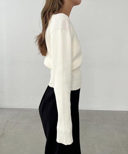 【顯瘦效果◎】下襬抽繩羅紋開衫