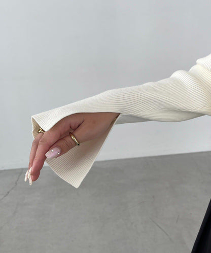 【顯瘦效果◎】下襬抽繩羅紋開衫