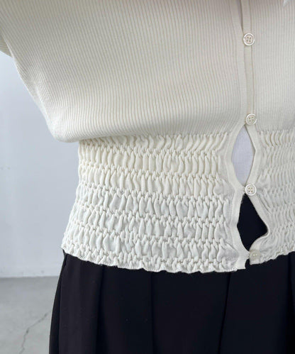 【顯瘦效果◎】下襬抽繩羅紋開衫