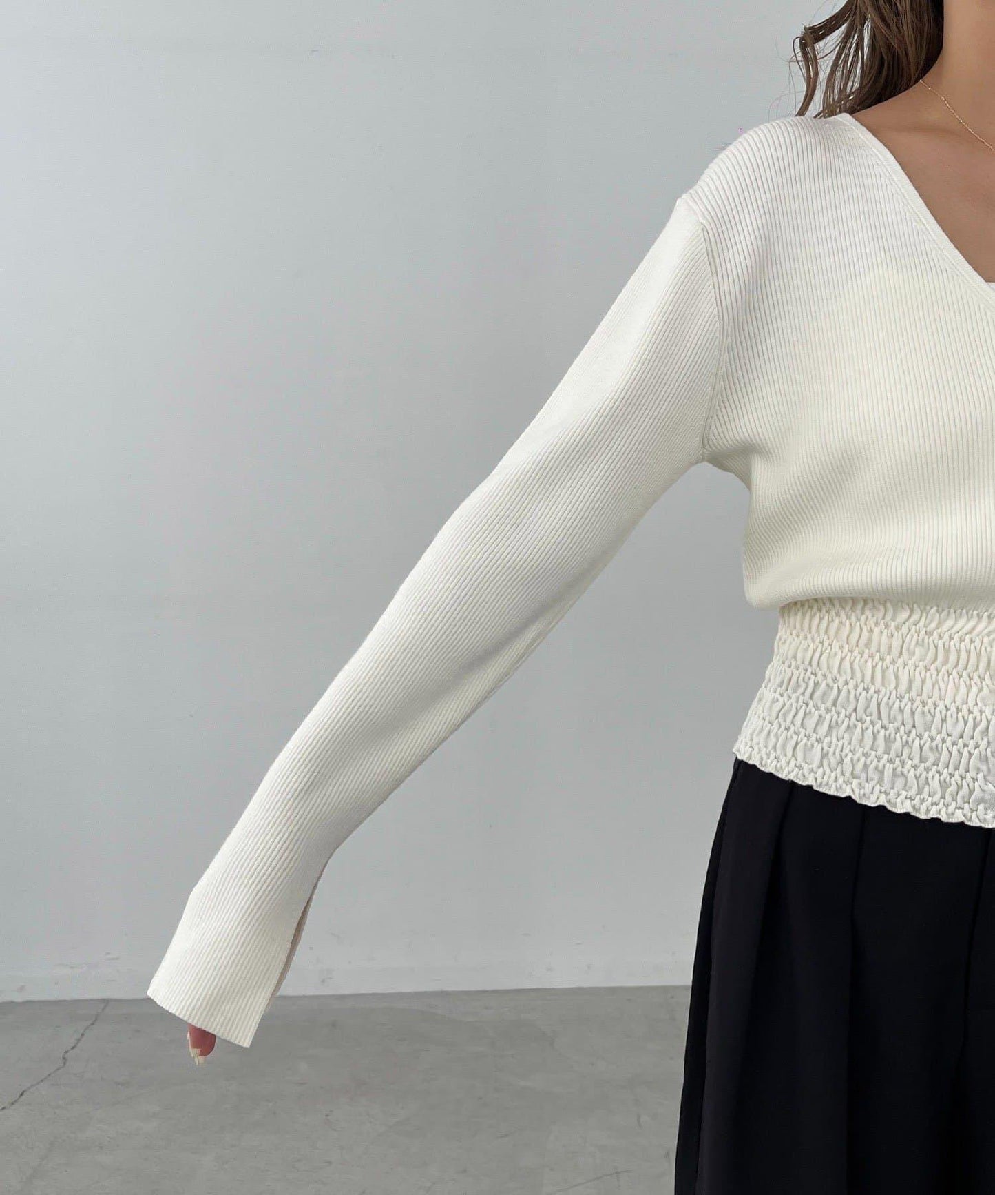 【顯瘦效果◎】下襬抽繩羅紋開衫