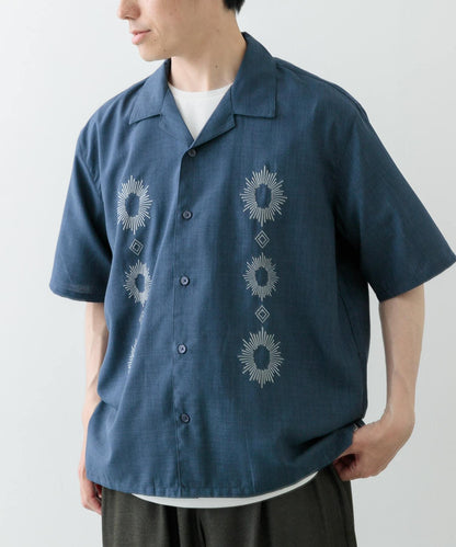 圖案刺繡涼感短袖襯衫