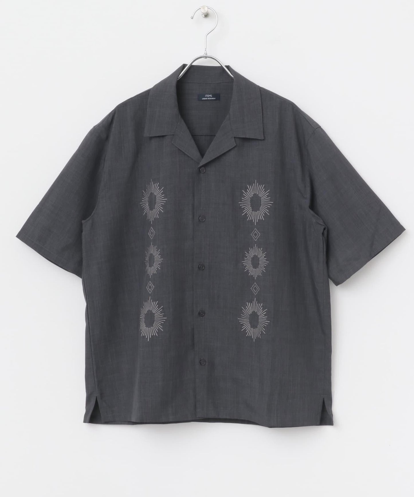 圖案刺繡涼感短袖襯衫