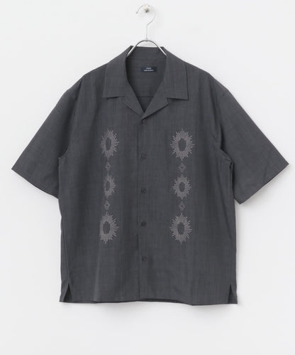 圖案刺繡涼感短袖襯衫