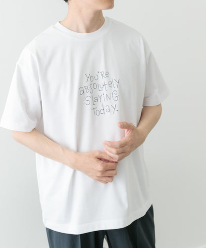 字母刺繡T恤 slaying today